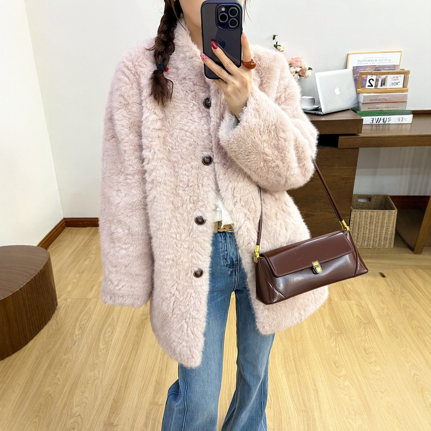 羊羔毛皮毛一体皮草大衣女欧洲站2025冬装新款欧货女装时尚外套潮