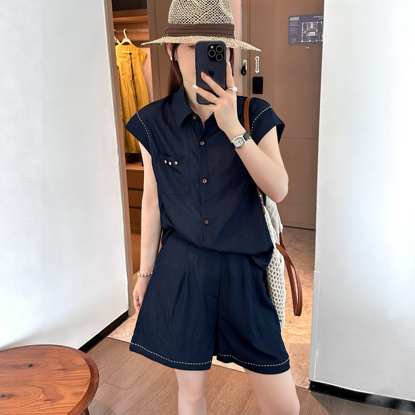 天丝牛仔衬衫短裤阔腿裤两件套装女欧洲站2026夏季新款欧货女装潮