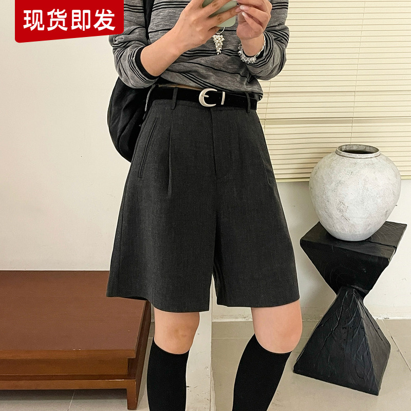 高级感西装阔腿中裤女欧洲站2025早秋新款欧货女装五分休闲短裤潮