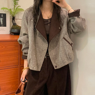 复古翻领羊毛呢短外套女欧洲站2026秋季新款欧货女装时尚洋气上衣