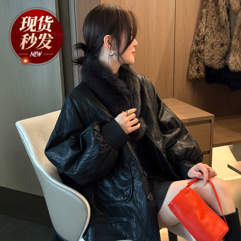 狐狸毛领蛋白皮羽绒服女欧洲站2025冬装新款欧货女装小个子外套潮,女装/女士精品,羽绒服,淘宝优惠券,粉丝福利购,淘宝优惠卷