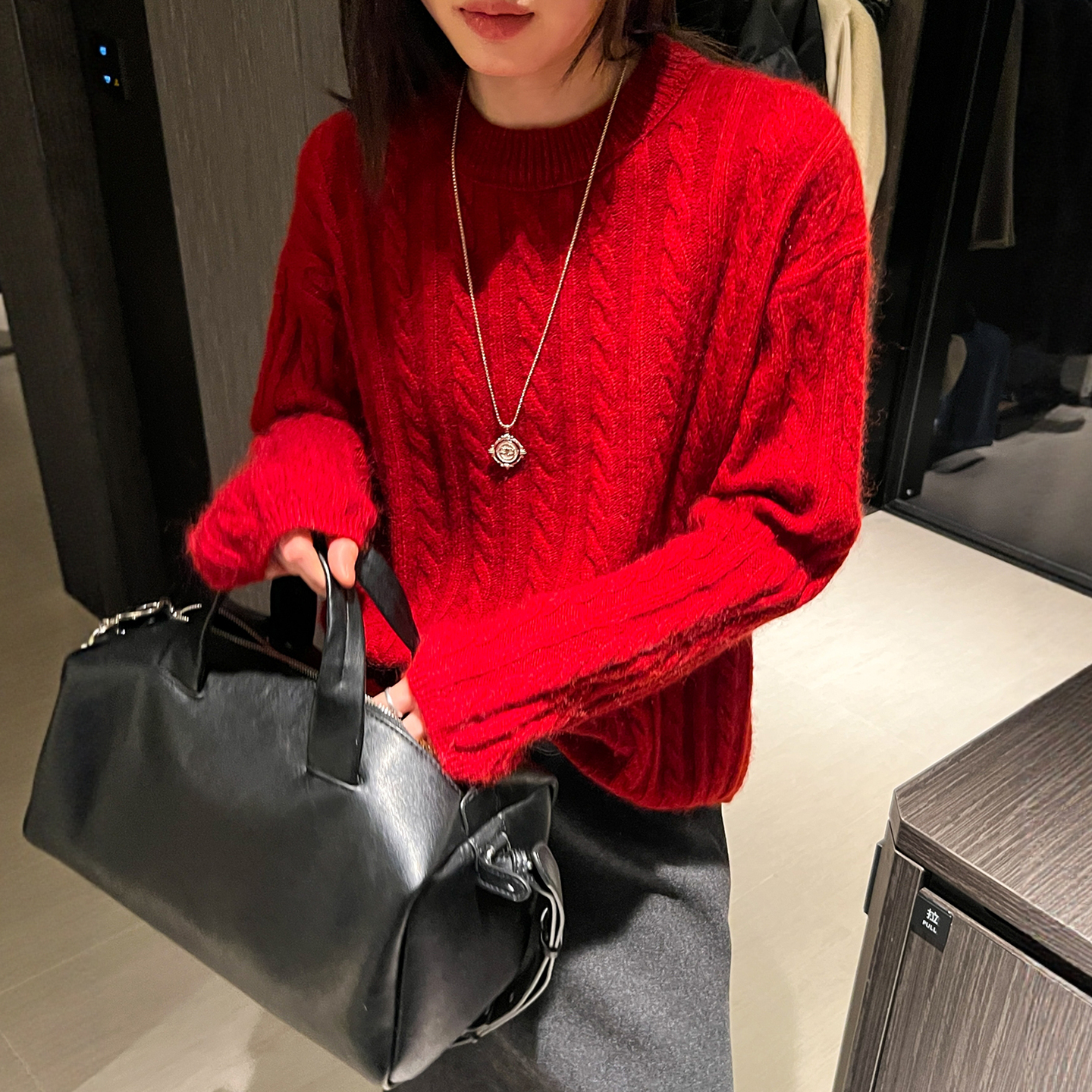 复古麻花纹羊毛针织衫女欧货上衣