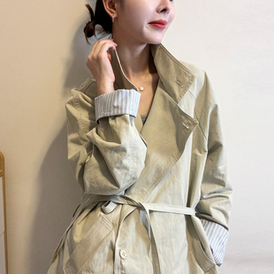 时尚 欧货女装 休闲大衣潮 新款 英伦风收腰风衣外套女欧洲站2026春装