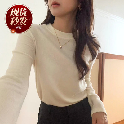 韩国货软糯羊绒打底衫女欧货上衣