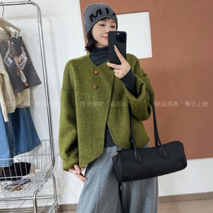 小香风双面羊绒大衣女欧洲站2026秋季新款欧货女装短款毛呢外套潮