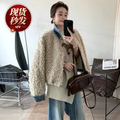 欧货女装 假两件牛仔翻领羊羔毛羽绒服外套女欧洲站2025冬装 新款 潮