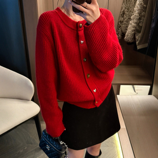 欧货女装 新款 毛衣短外套潮 女欧洲站2025冬装 重工纽扣羊绒针织开衫