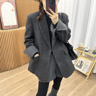 羊毛呢西装羽绒服外套女欧洲站2025冬装新款欧货女装时尚小西服潮