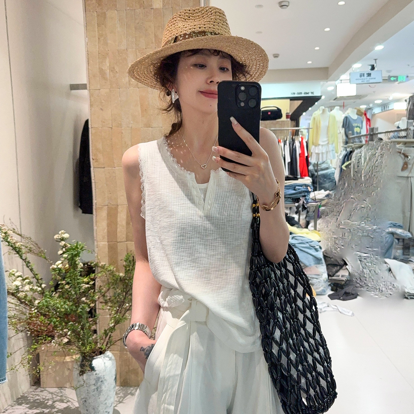 假两件V领蕾丝吊带背心女欧洲站2026春装新款欧货女装打底小衫潮