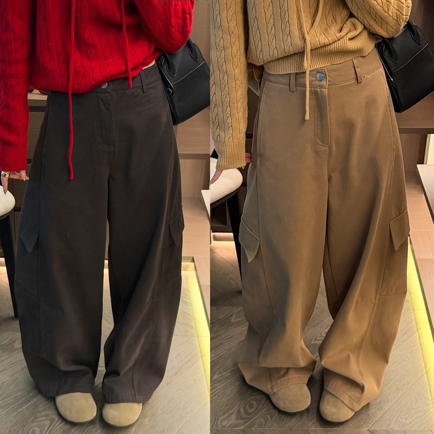 拖地工装加绒阔腿裤女欧洲站裤子