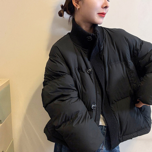 白鸭绒短外套潮 欧货女装 针织立领面包羽绒服女欧洲站2025冬装 新款