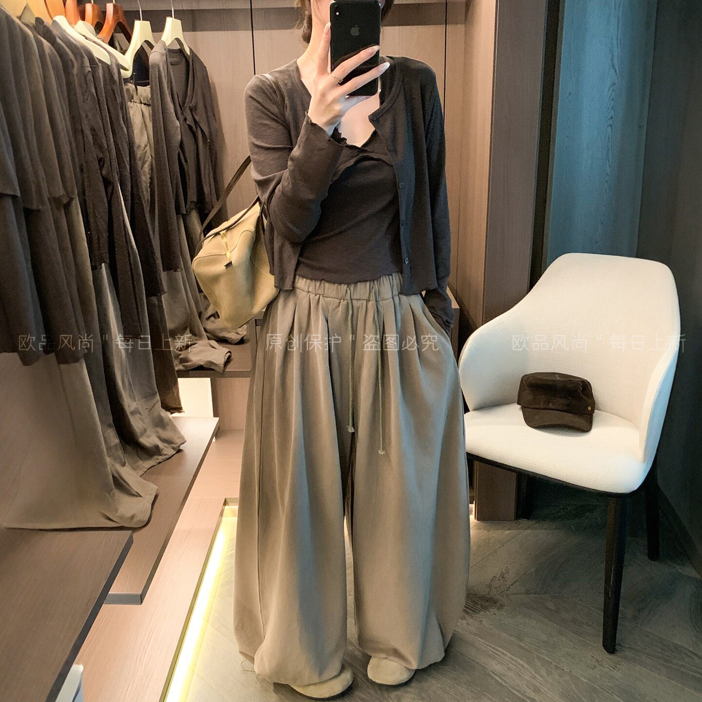 吊带开衫阔腿裤三件套套装女欧货