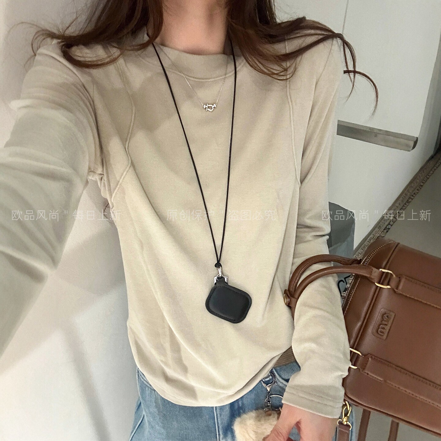 蛋白牛奶绒加厚磨毛T恤女欧洲站
