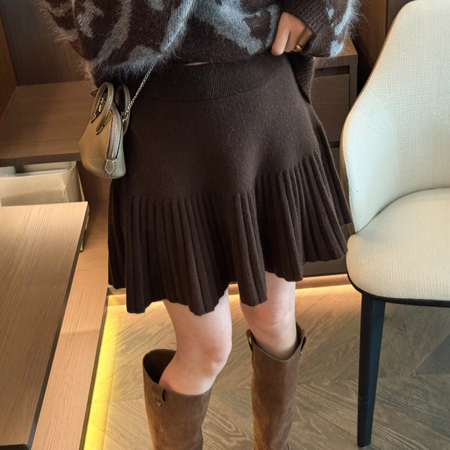 复古A字羊毛针织半身裙女欧洲站