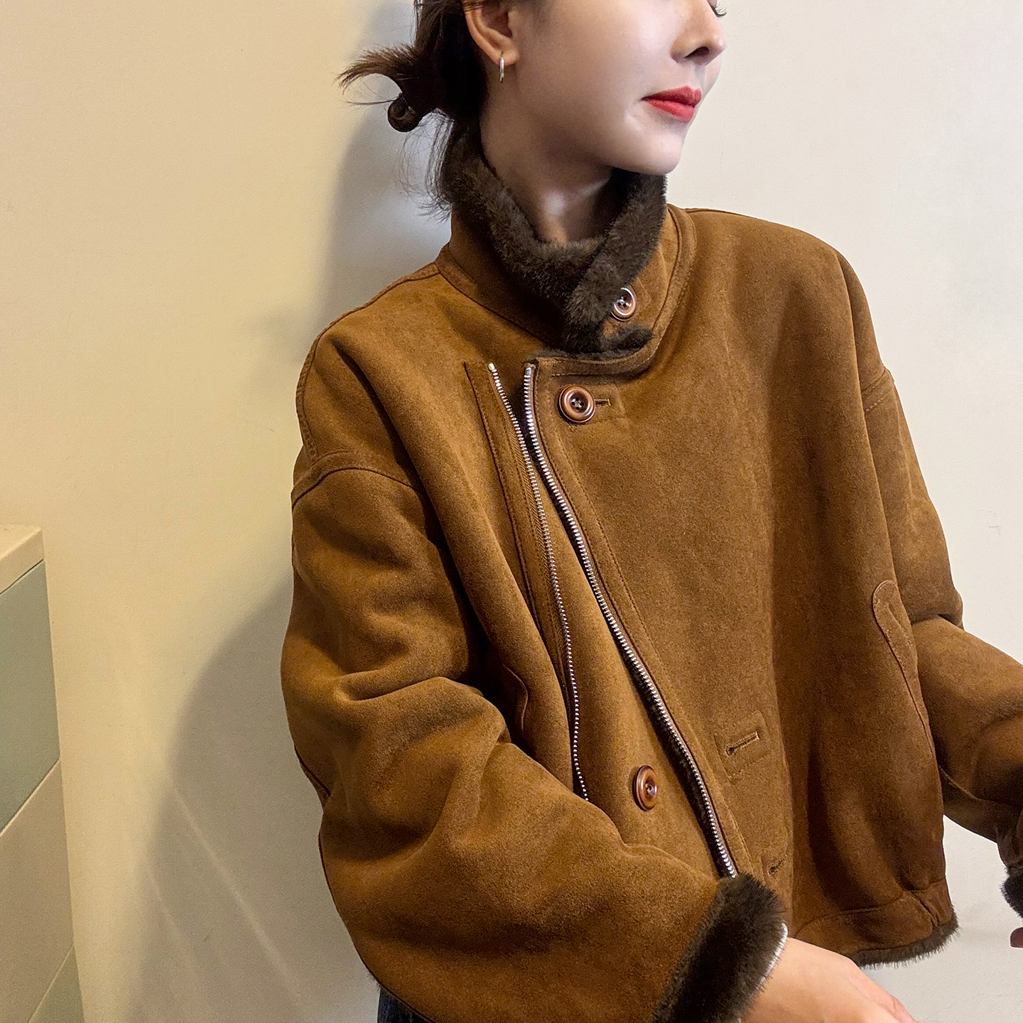 两面穿羊羔毛皮毛一体外套女欧货