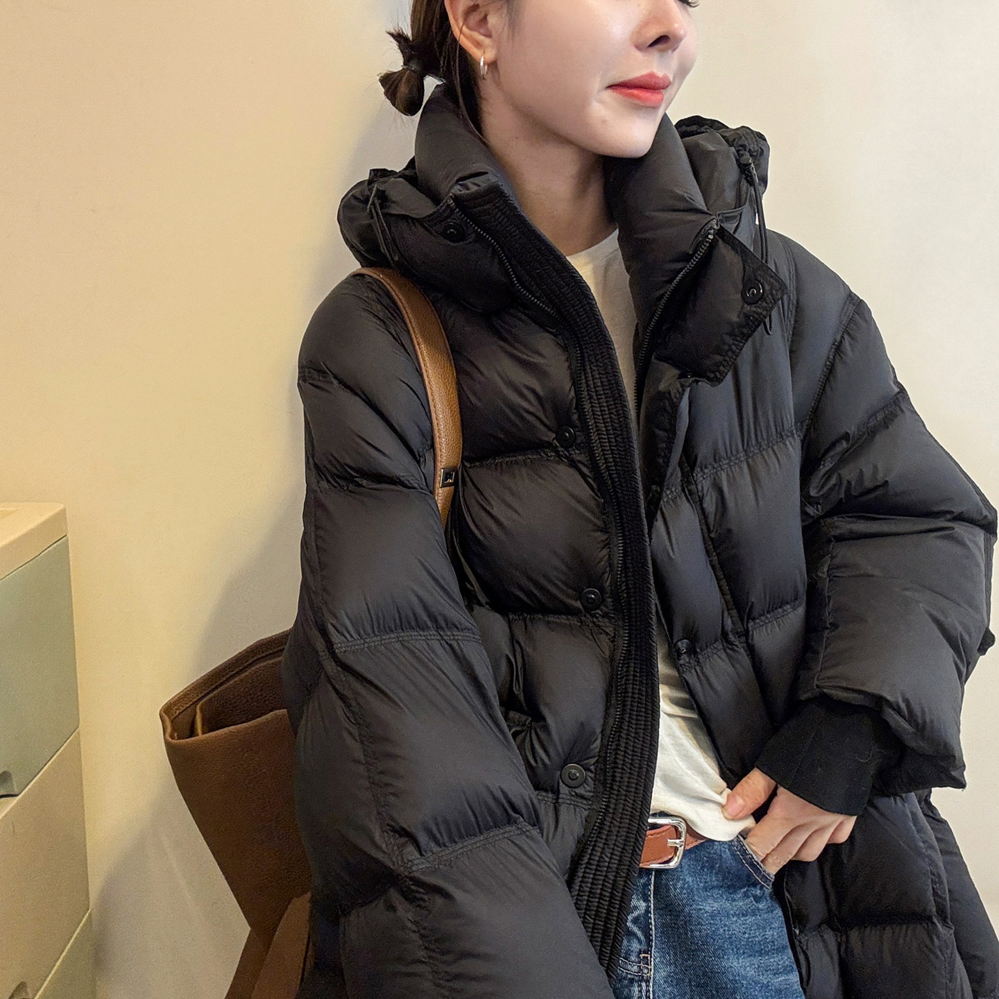 复古连帽面包羽绒服女欧洲站2025冬装新款欧货女装过膝长款外套潮,女装/女士精品,羽绒服,淘宝优惠券,粉丝福利购,淘宝优惠卷