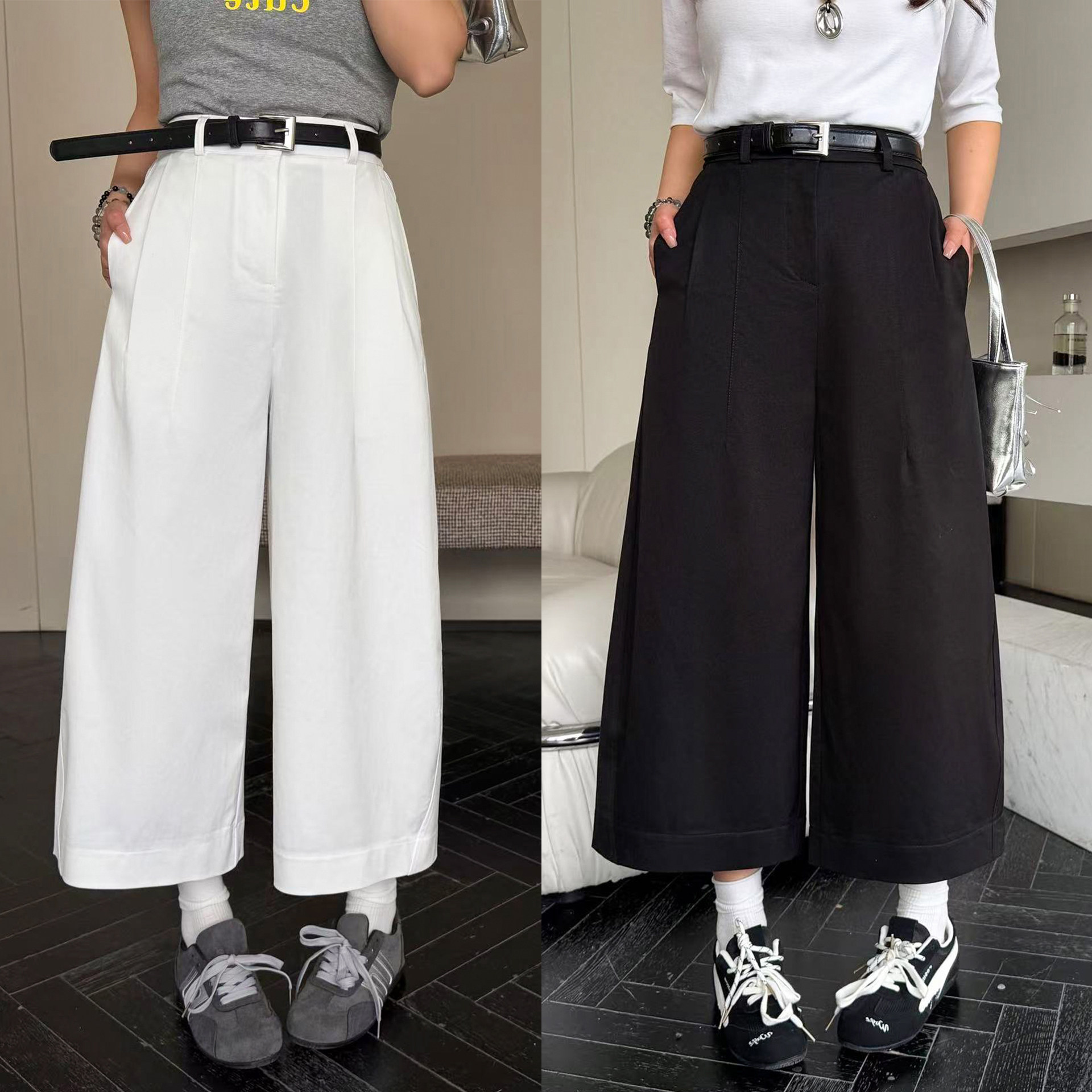 高级感弯刀西装阔腿裤女欧洲站2026春装新款欧货女装九分休闲裤潮