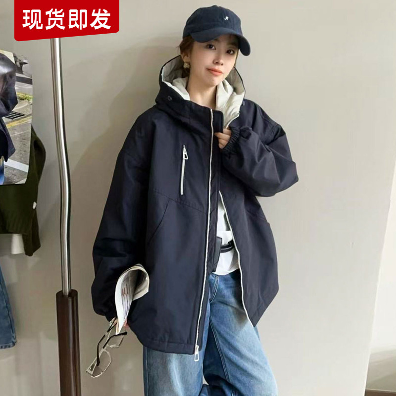复古连帽冲锋衣棉服外套女欧洲站