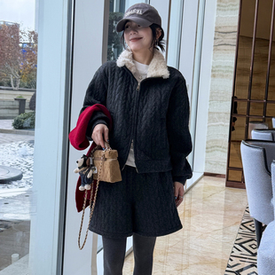 欧货潮 新款 羊羔毛领羊绒加绒外套半身裙两件套装 女欧洲站2025冬装