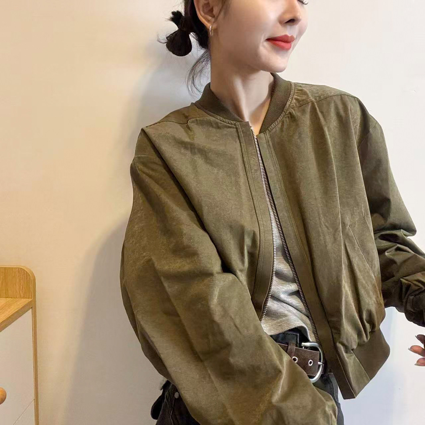 复古立领棒球服短外套女欧洲站潮