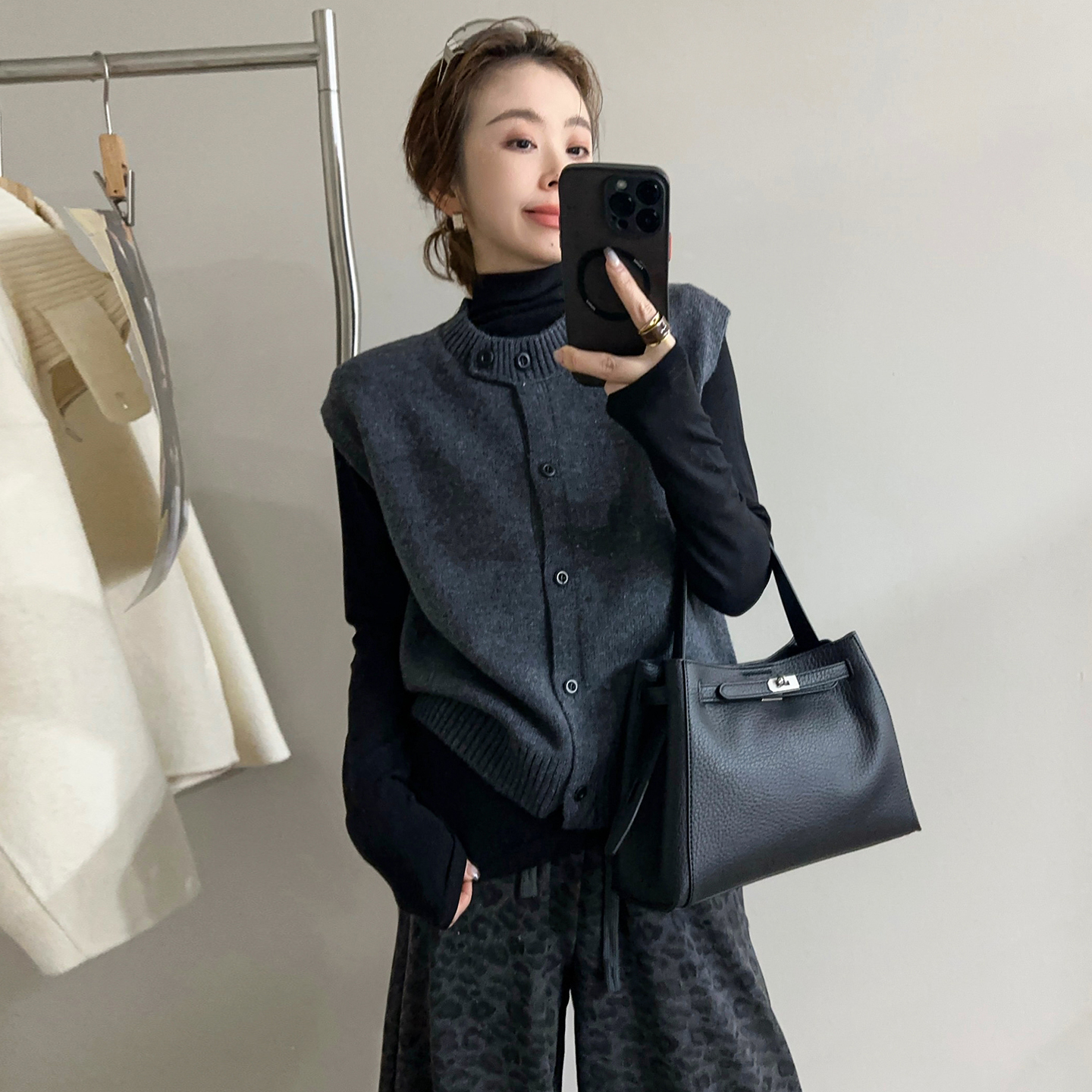 针织开衫马甲两件套上衣女欧洲站