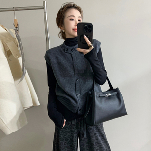 复古羊毛针织开衫马甲两件套上衣女欧洲站2025冬装新款欧货女装潮