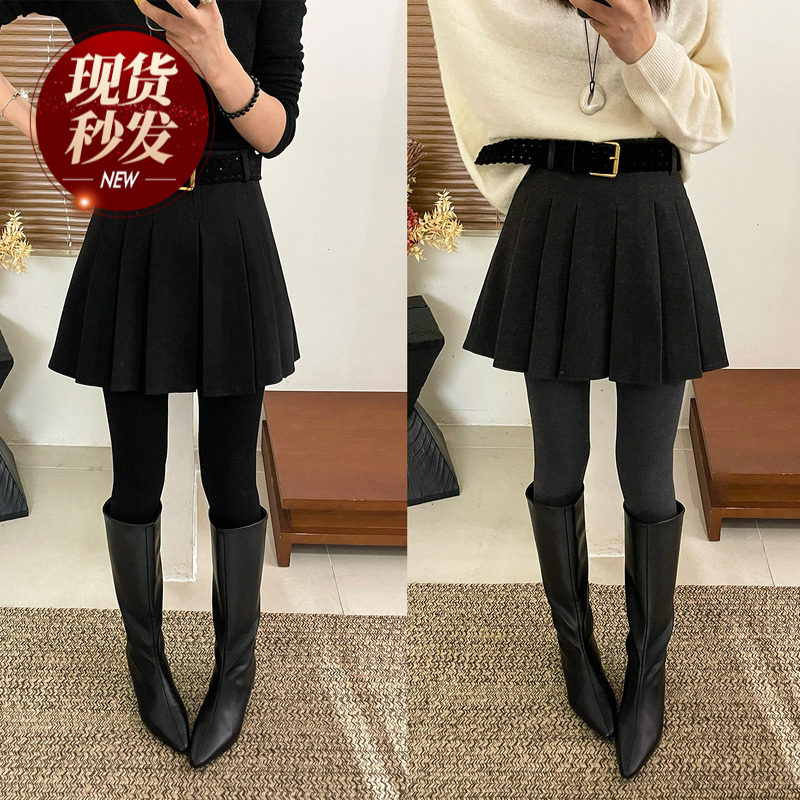 羊毛呢A字百褶半身裙女欧洲站2026春装新款欧货女装设计感短裙潮