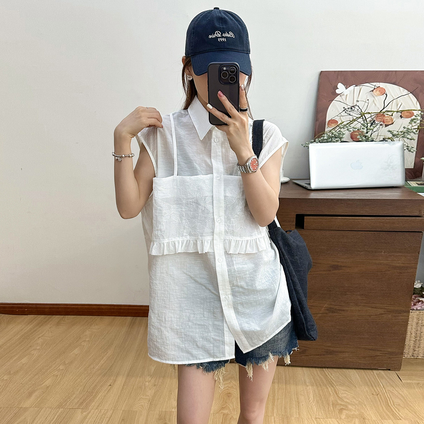 假两件蕾丝吊带飞飞袖衬衫女欧洲站2026夏季新款欧货女装娃娃衫潮