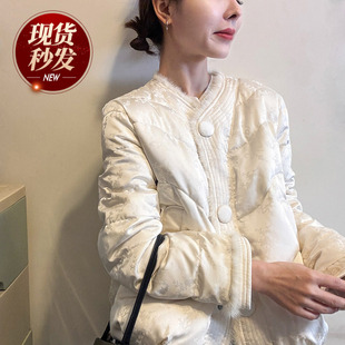 新中式国风水貂毛羽绒服女欧洲站2025冬装新款欧货女装短款外套潮