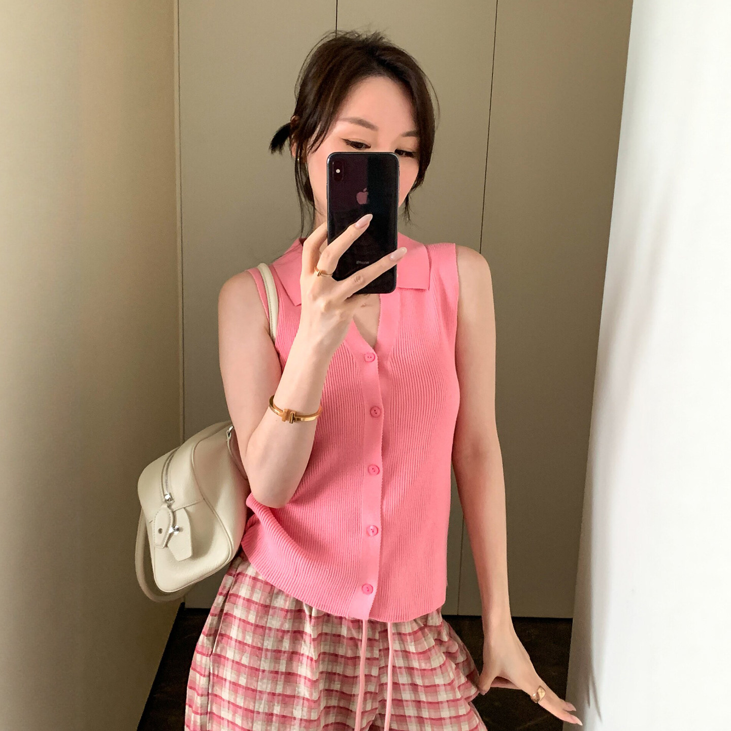 POLO领冰丝针织开衫女欧洲站上衣