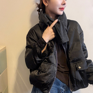 加厚外套潮 欧货女装 桑蚕丝白鹅绒面包羽绒服女欧洲站2025冬装 新款