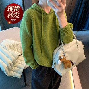 毛衣打底衫 抽绳连帽细羊毛针织衫 欧货女装 新款 潮 女欧洲站2025冬装