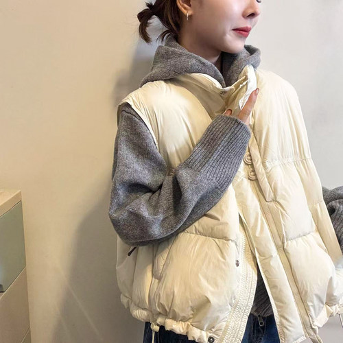 90白鸭绒羽绒服马甲外套女欧洲站