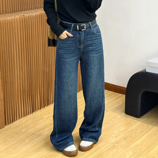 加厚裤 复古拖地加绒阔腿牛仔裤 欧货女装 新款 子潮 女欧洲站2025冬装