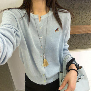 洋气打底衫 小马刺绣冰丝针织开衫 欧货女装 新款 潮 女欧洲站2026春装