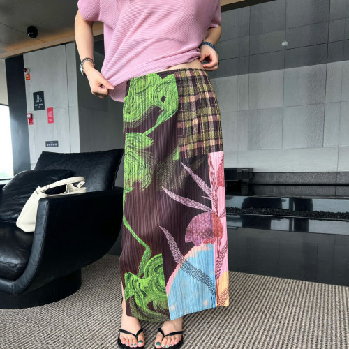 复古油画印花肌理感半身裙女欧货
