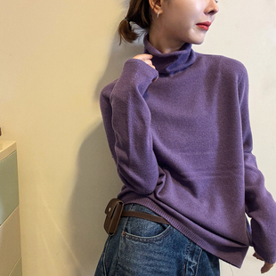 打底小衫 堆堆领细羊毛高领针织衫 欧货女装 新款 潮 女欧洲站2025冬装