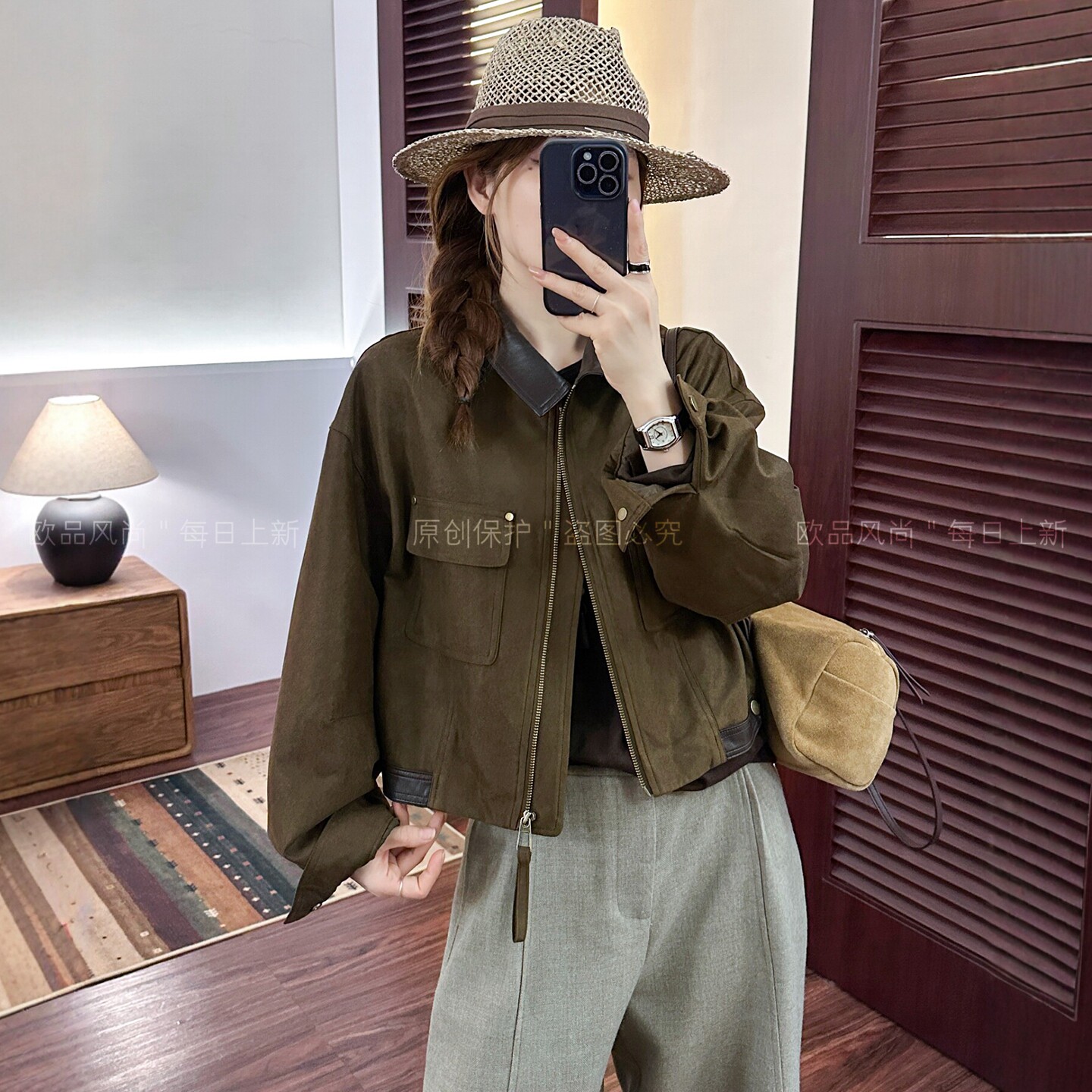 POLO领麂皮绒加棉短外套女欧洲站