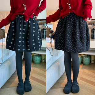 时尚 欧货女装 A字裙潮 新款 羊毛呢加绒灯笼半身裙女欧洲站2025冬装