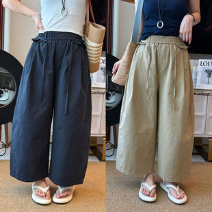 抽绳系带花苞阔腿裤女欧洲站2026春装新款欧货女装九分裤休闲裤潮