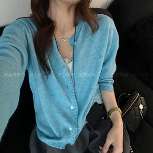 丝羊绒针织开衫毛衣外套女欧洲站2026早秋新款欧货女装时尚打底衫