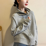 金属贴标连帽卫衣开衫女欧洲站2026春装新款欧货女装时尚短外套潮