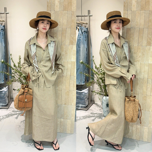 配丝巾POLO领衬衫半身裙两件套装女欧洲站2026春装新款欧货女装潮