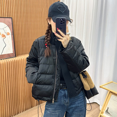 假两件缎面羽绒服外套女欧洲站潮