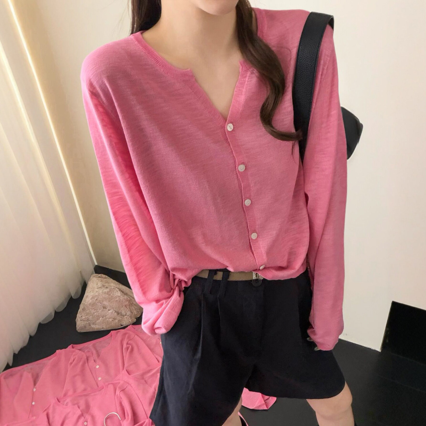 剪刀领冰丝针织开衫女欧洲站2026夏季新款欧货女装时尚防晒上衣潮