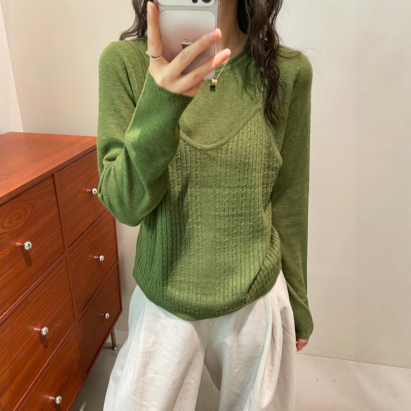 假两件麻花纹细羊毛针织衫女欧洲站2026早秋新款欧货女装打底衫潮