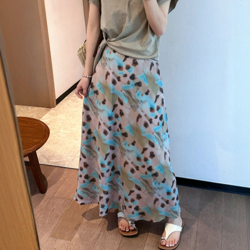 复古印花A字半身裙女欧洲站裙子