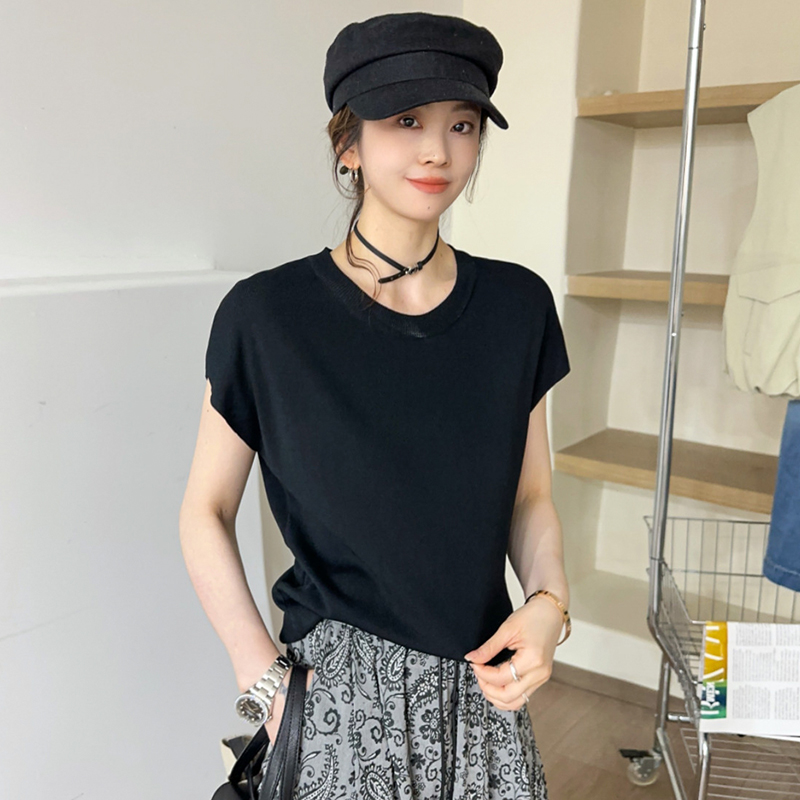 飞飞袖天丝亚麻针织衫女欧洲站2025夏装新款欧货女装T恤打底衫潮
