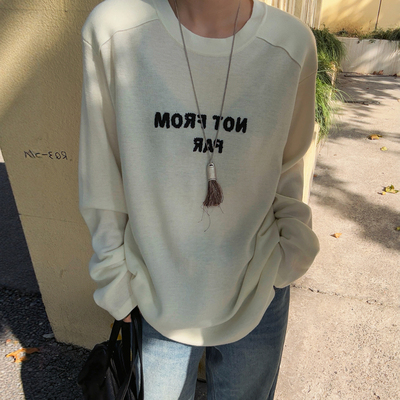 字母刺绣山羊绒针织衫女欧货上衣