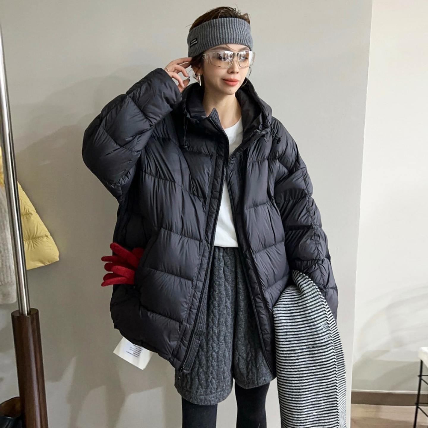 复古连帽面包羽绒服女欧洲站外套